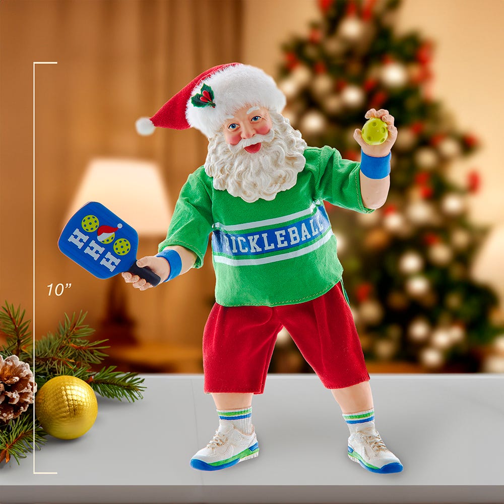Kurt Adler 10-Inch Fabriché Santa Playing Pickleball